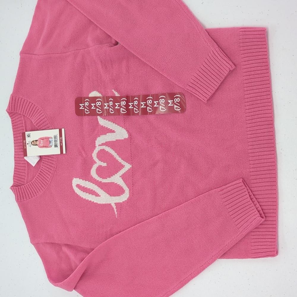 Zunie Girl Pink Love Sweater 7/8